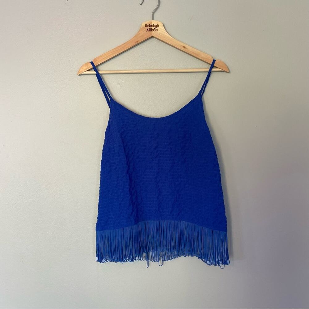 Lilly Pulitzer Naeem Fringe Hem Boho Tank Top in Royal Blue WOMEN’S SIZE XS - Picture 3 of 10